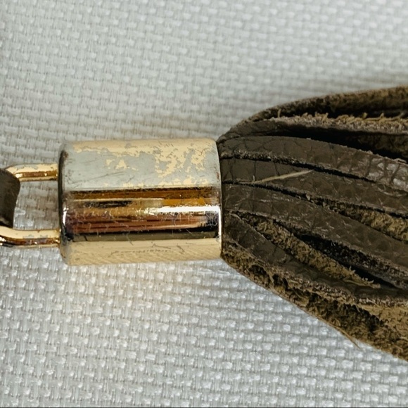 Onna Ehrlich Taupe Tassel Leather Shoulder Bag - Picture 12 of 16
